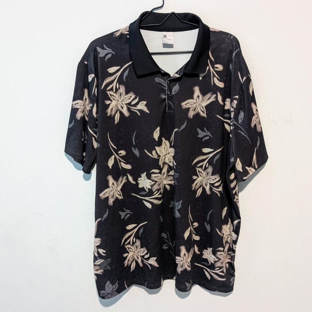 Black Floral Men's Shirt Size Xxl